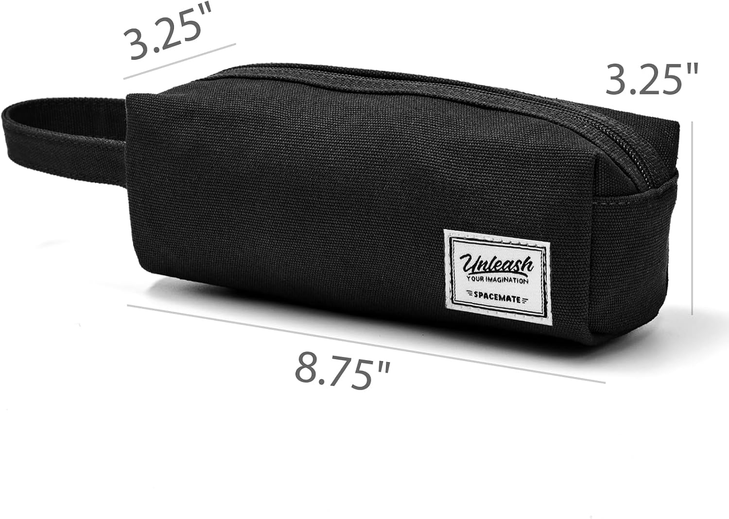 SPACEMATE Pencil Case Pouch Box Bag School Supplies Girls Boys Kids, Cute Preppy Stuff Large Big Capacity Aesthetic Canvas Pen Organizer, Back to College Stationary, Black, Simple Style, 1200ml