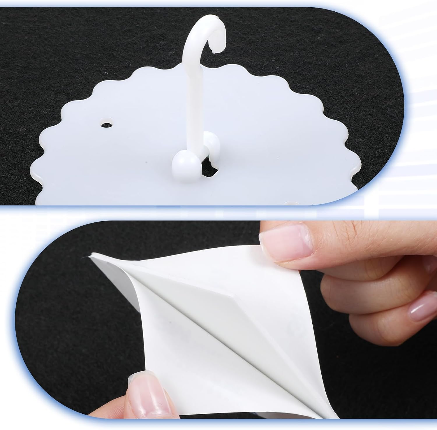 2 Set Canopy Hooks Ceiling Hooks Adhesive Mosquito Hook No-Drill Hanging Round Sticky Wall Hook Renter Friendly