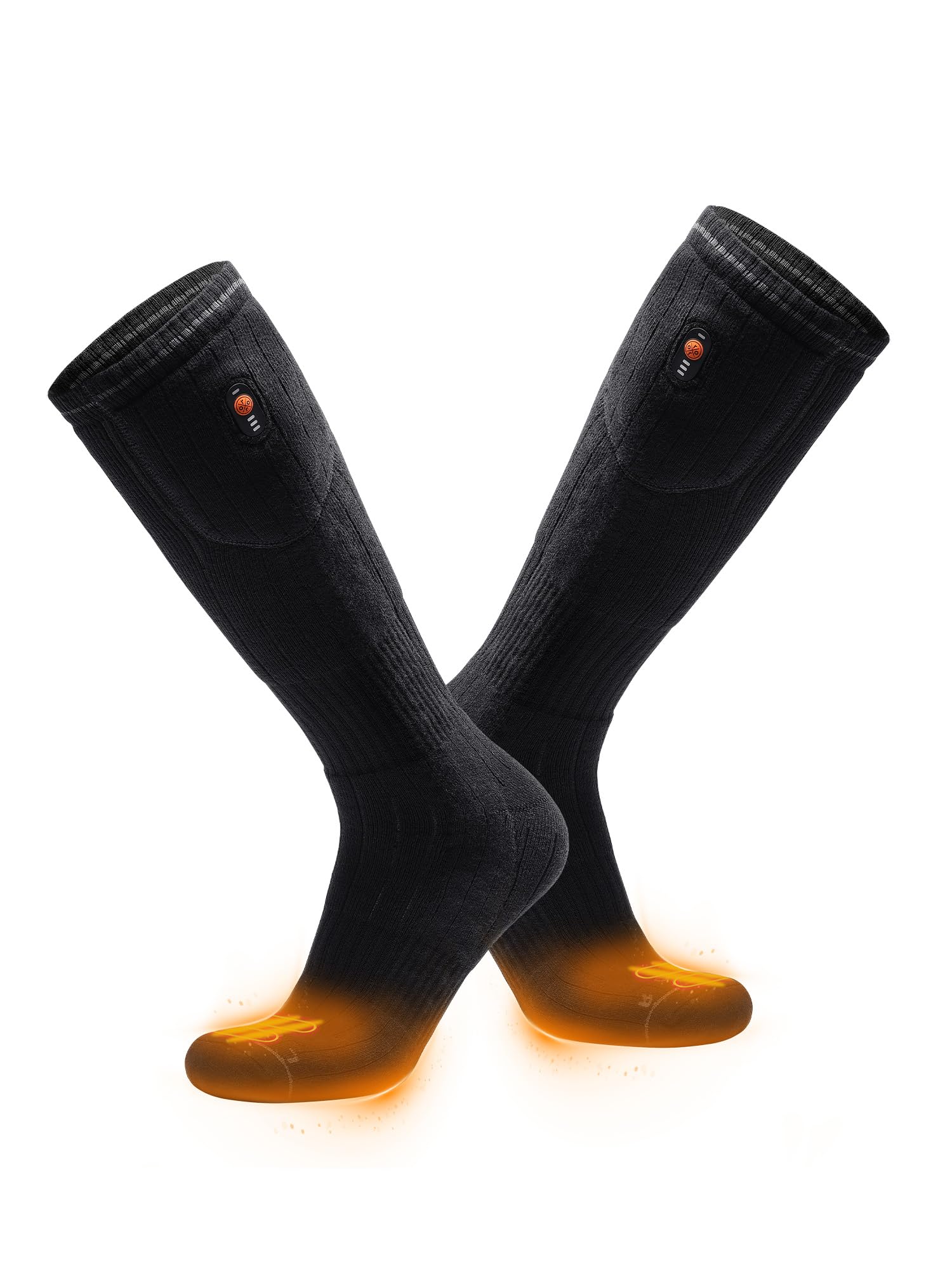 ORORO Beheizbare Socken für Damen und Herren, bis zu 11 Stunden Wärme, Wollmix-Elektrische Heizsocken mit Batterie