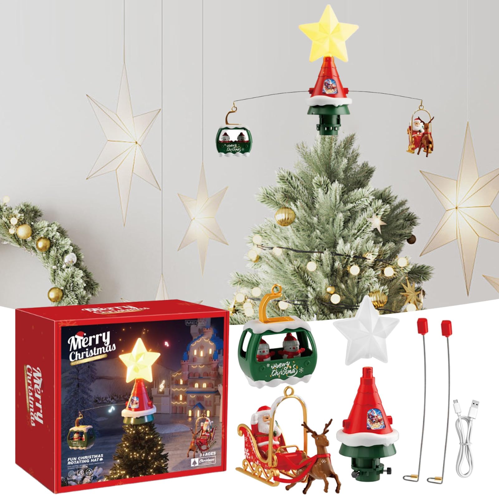 Estrella para Árbol - Giratorio para - Copas Decorativas con Luces