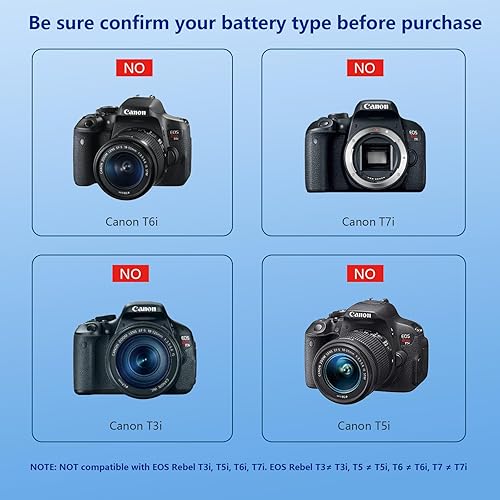 Miniatura 7 de Artman - Paquete de 3 baterías LP-E10 de 1600 mAh y cargador LCD de 3 ranuras para cámaras digitales Canon EOS Rebel T7 T6 T5 T3 T100 Kiss X50 Kiss