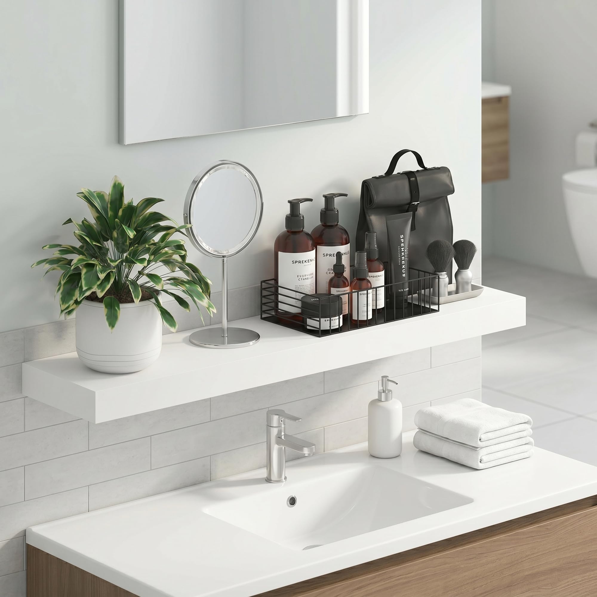 Furinno White / 9.3 x 35.4 / Modern Bathroom Shelves
