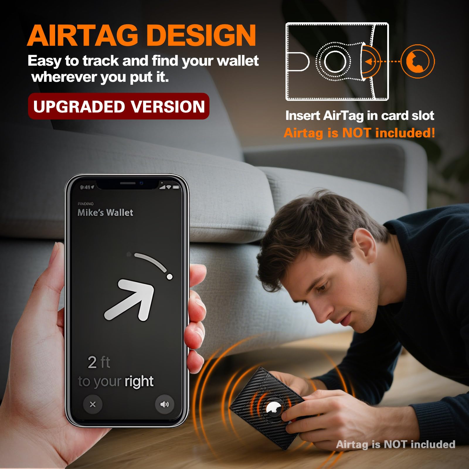 Wallet for Men Slim RFID Blocking Bifold Carbon Fiber,Minimalist Small Compact Front Pocket Credit Card Holder,Thin Mens Leather Wallets Smart Security With 2 ID Windows 1 Cash,Birthday Gifts for Men