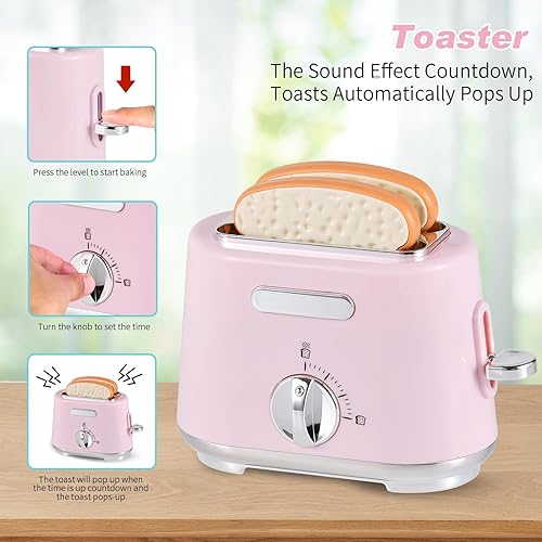 Miniatura 5 de Ehome Juego de juguetes de cocina para niños, accesorios de cocina de simulación, juego de electrodomésticos de cocina con cafetera, mezclador,