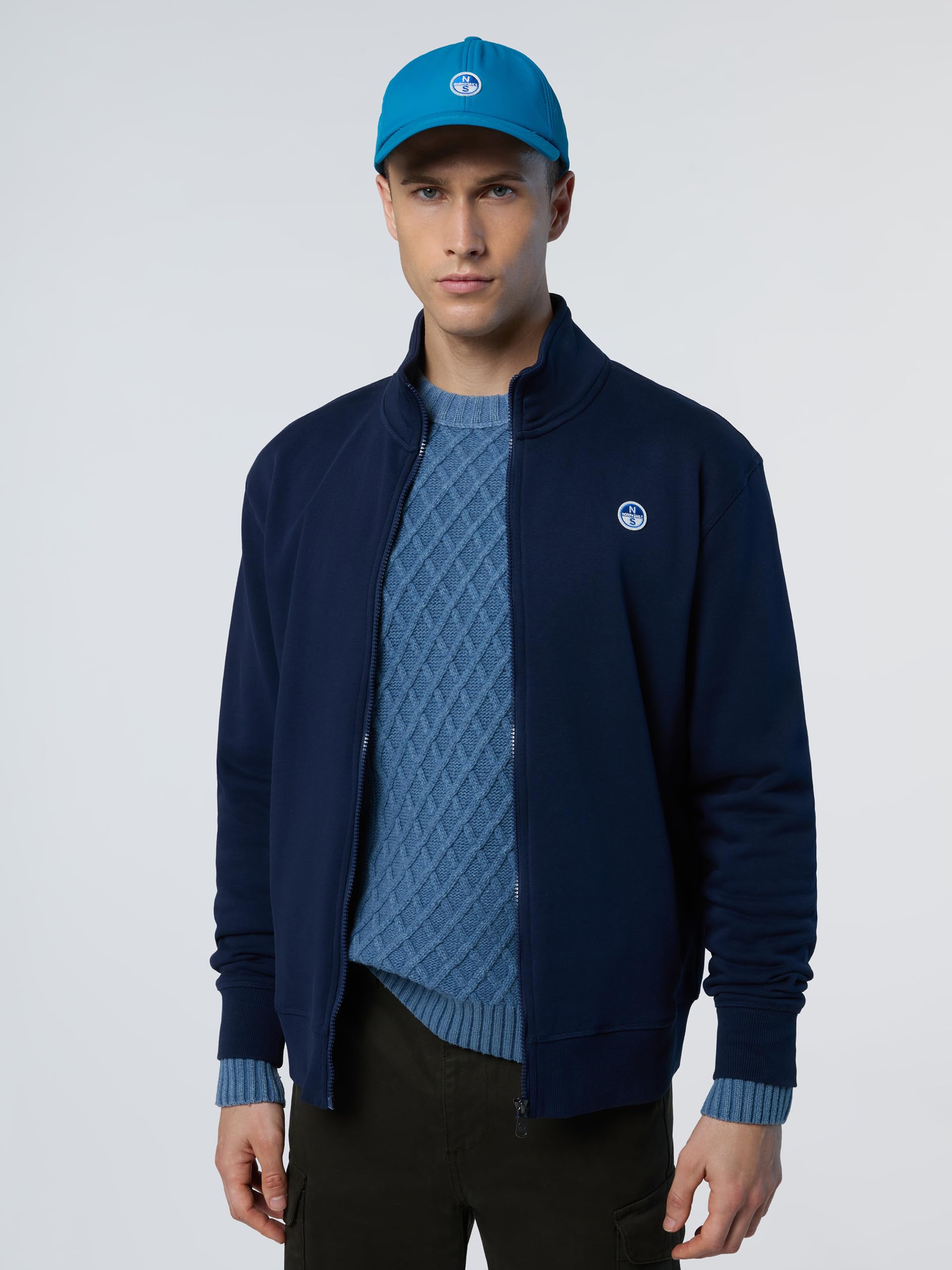 NORTH SAILS Bluza z kapturem z pełnym zamkiem błyskawicznym męska bawełna niebieska 4XL