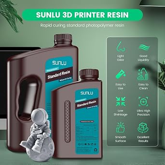 SUNLU Upgraded 2KG Standard 3D Printer Resin, 405nm UV-Curing Resin LCD/DLP/SLA 3D Printers, High Compatibility 3D Printer Resin, 2000g Grey