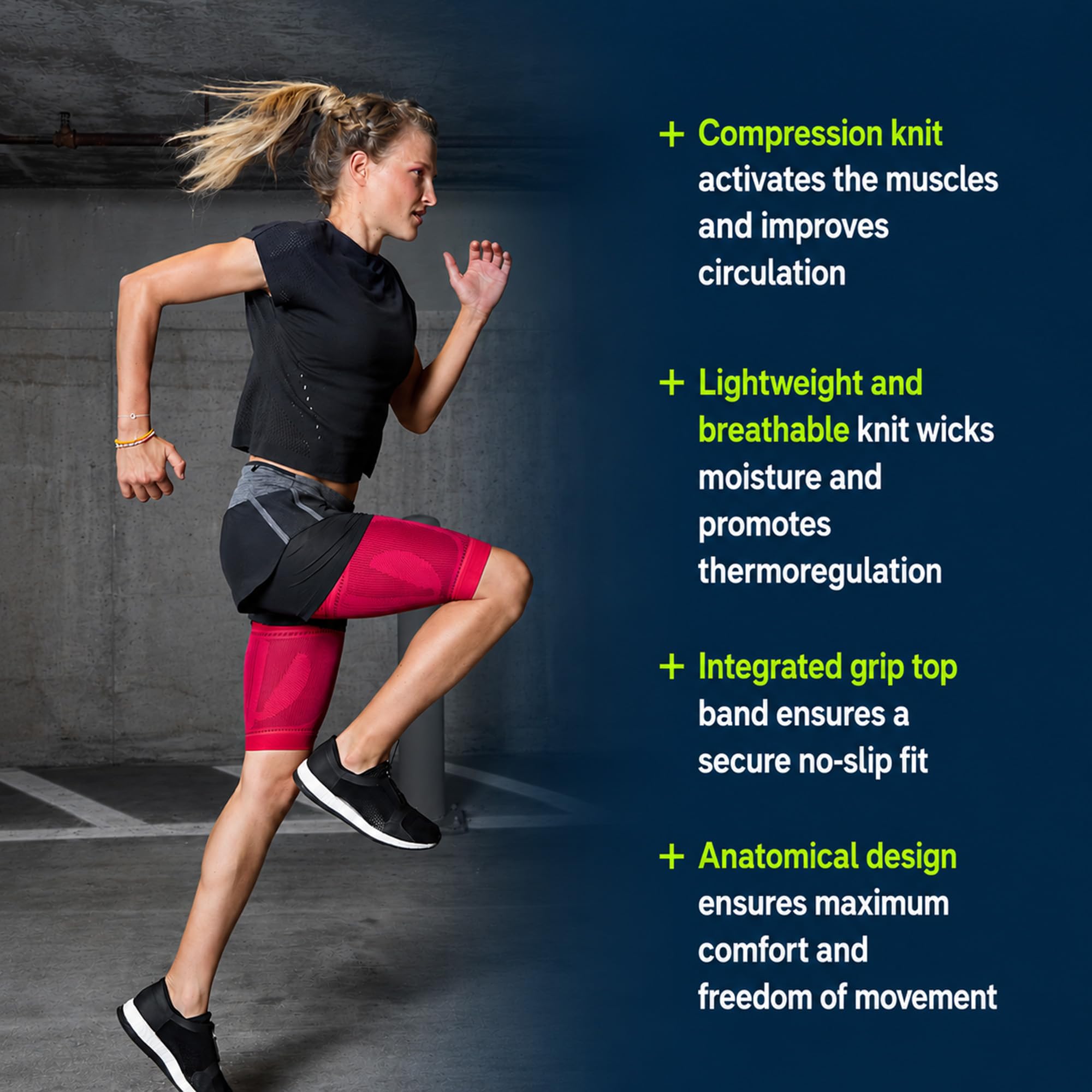 BAUERFEIND, 1 Paire de Bandages de Compression de Sport pour Cuisses, Unisexe, À Porter à Droite ou à Gauche, pour Les Sports de Ballon et d’Endurance, Renforcement de la Musculature