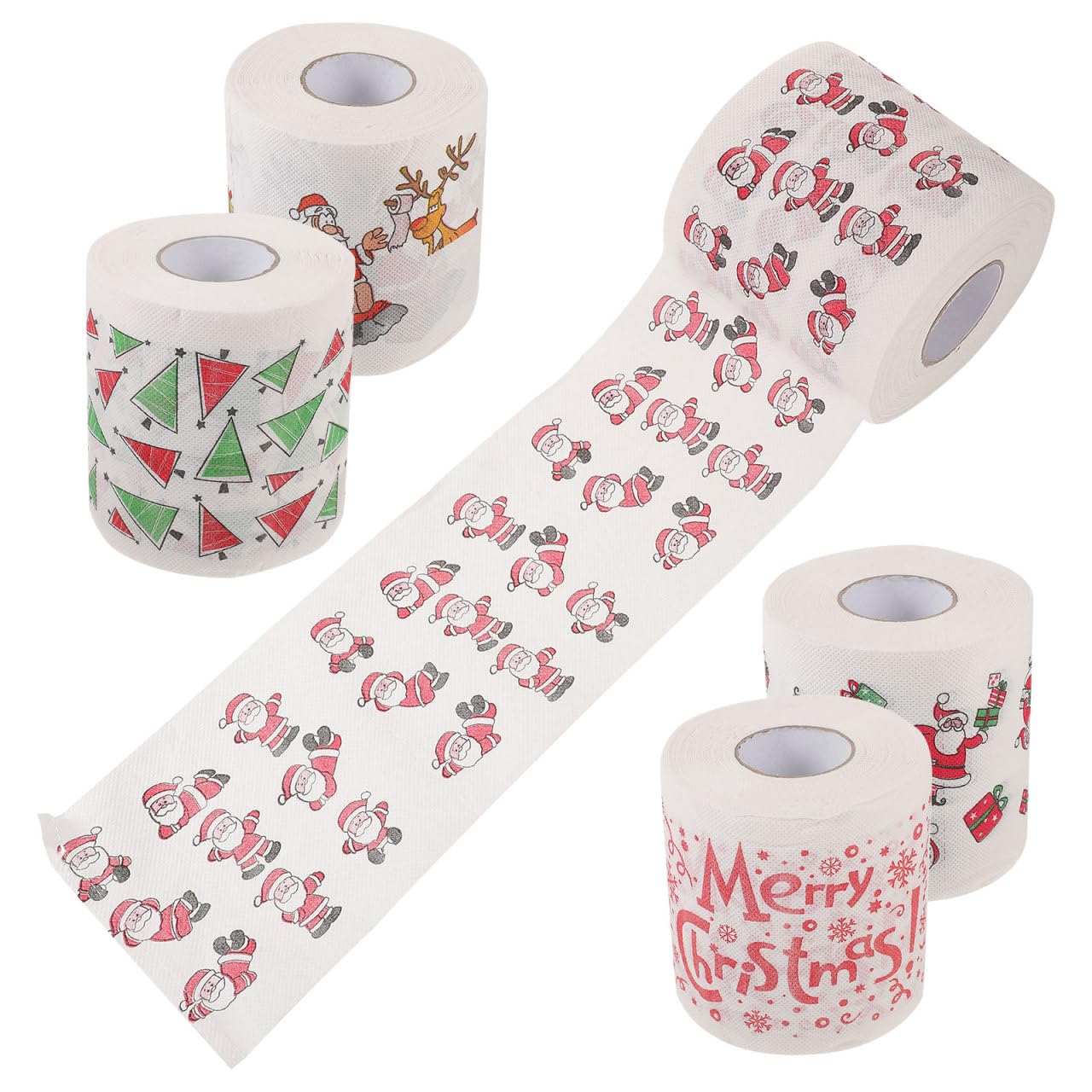 VALICLUD 5 Rollen Weihnachtsservietten StoffäHnlich Einweg Serviette 10X10Cm Kreative Servietten Mit Weihnachtsmotiv FüR Festliche Tischdeko Und Weihnachtsessen
