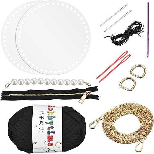 Miniatura 1 de uxcell Kit de fabricación de bolsos de acrílico, 15 piezas, juego de cestas de algodón acrílico, moldeador de paneles, hilo de tejer, correas de