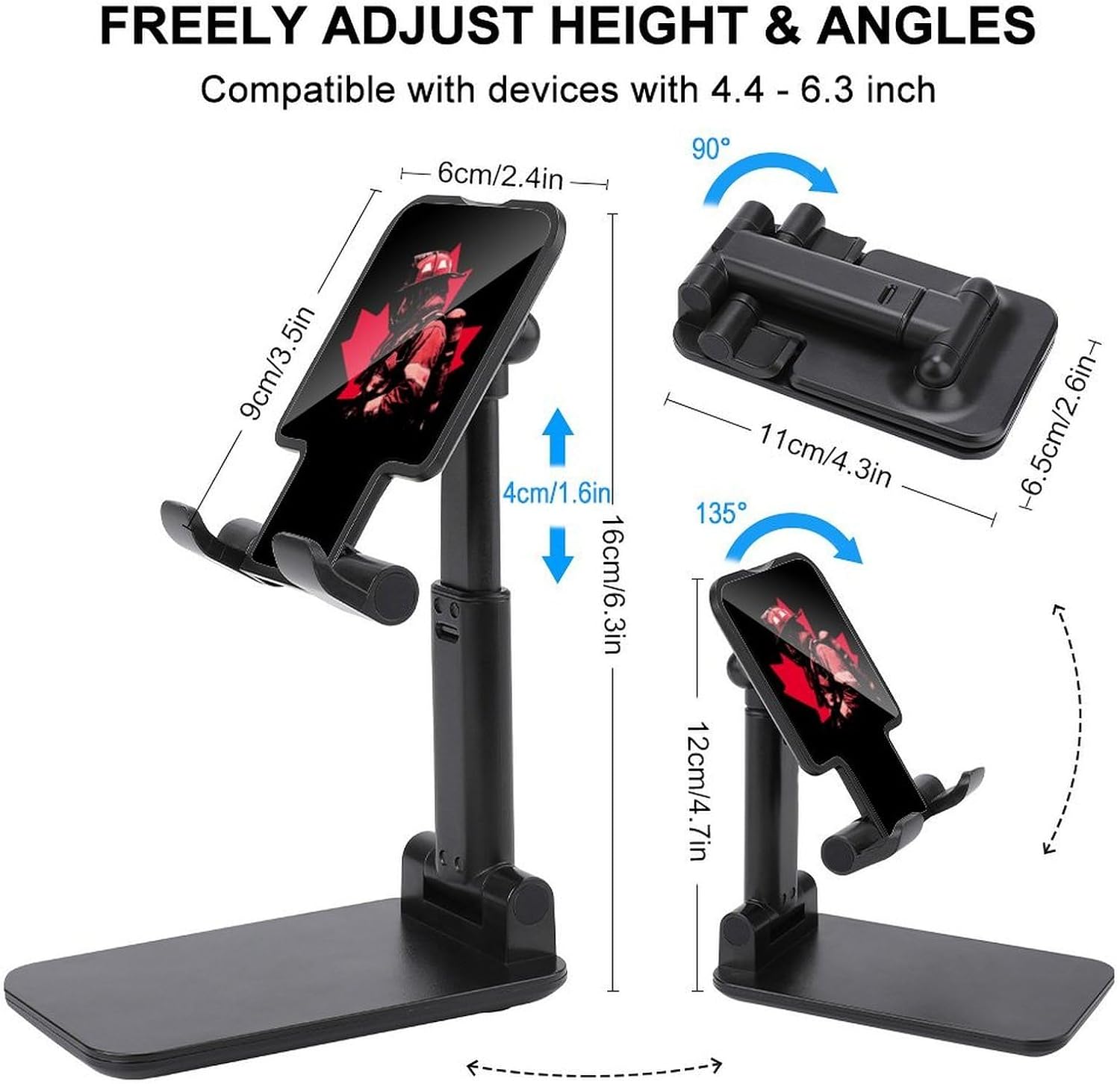 Firefighter Canadian Flag Folding Cell Phone Stand for Desk image 2