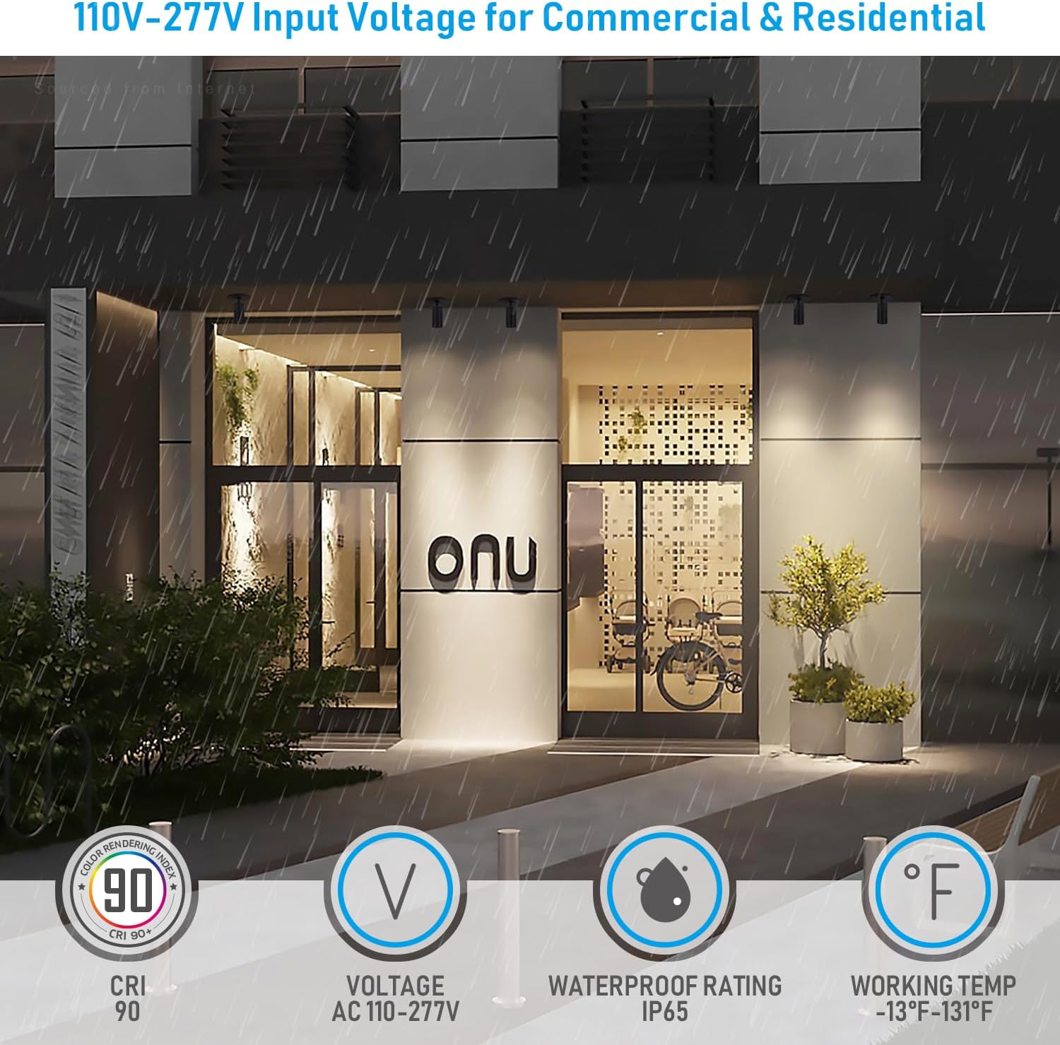 LEONLITE 5 Color Dimmable LED Ceiling Spotlight with Included Junction Box, CRI90 Adjustable Spotlight Directional LED Spot Lights IP65 Outdoor Indoor, 110V-277V, Black Aluminum Housing, Pack of 2