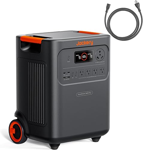 Jackery HomePower 3600 Plus - Estación de energía portátil con cable de CA, salida de CA de 3600 W, generador solar LFP de 3584 Wh, expandible hasta