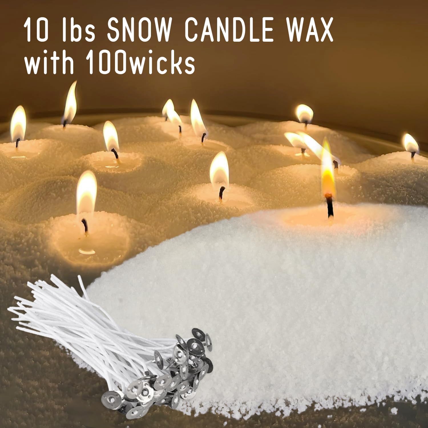 Wfmolcand 10 lb Natural Pearl Wax Sand DIY Set with 100 Wicks, Reusable, Continuous Burning, Unscented Candle Powder, Designed for Handmade Candles, Wedding Celebrations and Party Decorations
