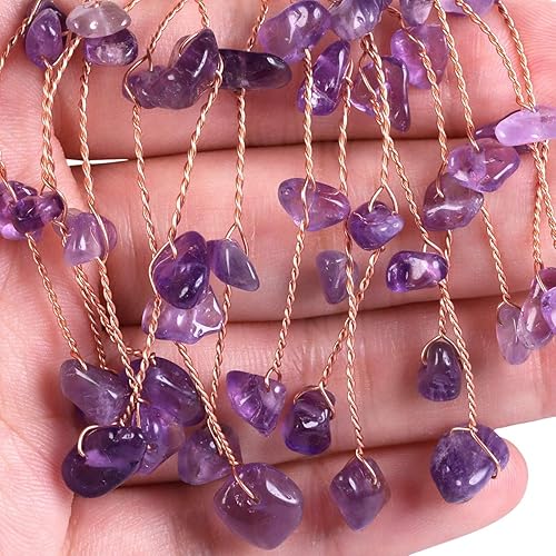 Miniatura 4 de SUNYIK Juego de árbol de dinero de cristal de amatista hecho a mano sobre base de rodajas de ágata natural, árbol de la vida, cristales curativos