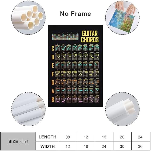 Miniatura 2 de Póster retro de acordes de guitarra de rock, pintura en lienzo, arte de pared, sala de estar, dormitorio, decoración del hogar, mural, 12 x 18