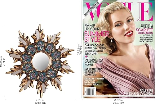 Miniatura 4 de NOVICA 302212 Espejo de pared hecho a mano de madera y vidrio pintado inverso, borgoña y metálico, copo de nieve Cuzco