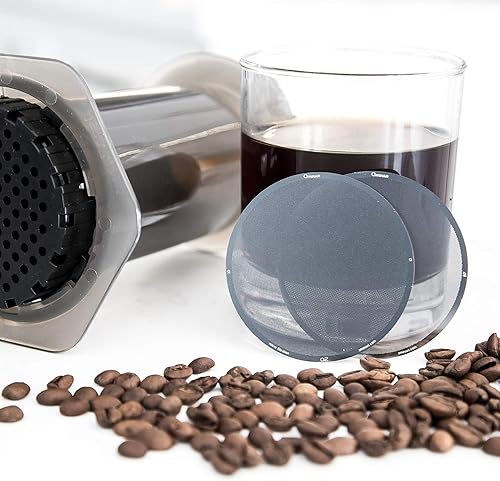 Miniatura 4 de Filtros reutilizables de metal de acero inoxidable, hechos para AeroPress, microfiltro o2, soporte de secado de filtro adicional y estuche de