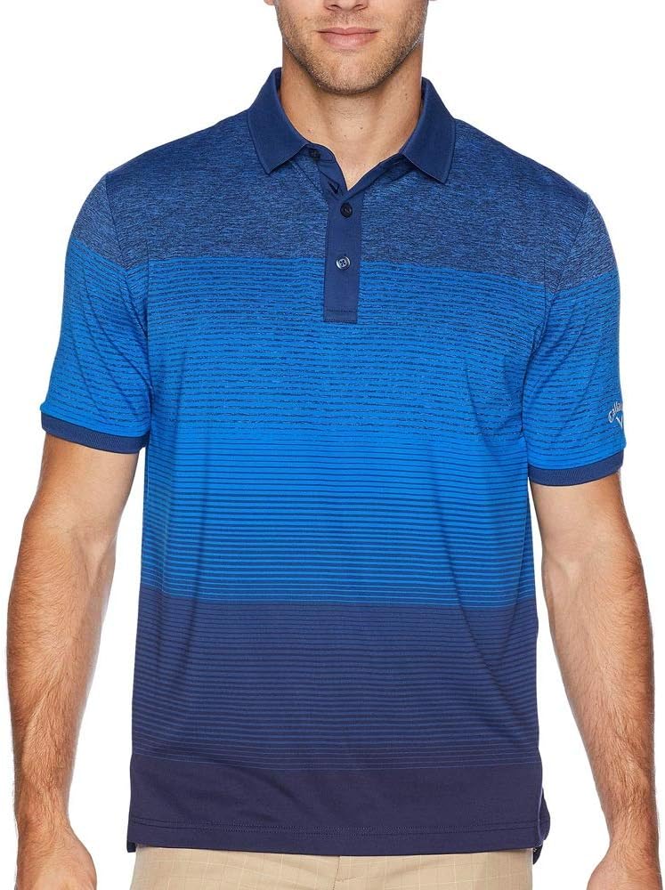 Callaway Men's Cooling Engineered Space Dye Stripe Short Sleeve Golf Polo