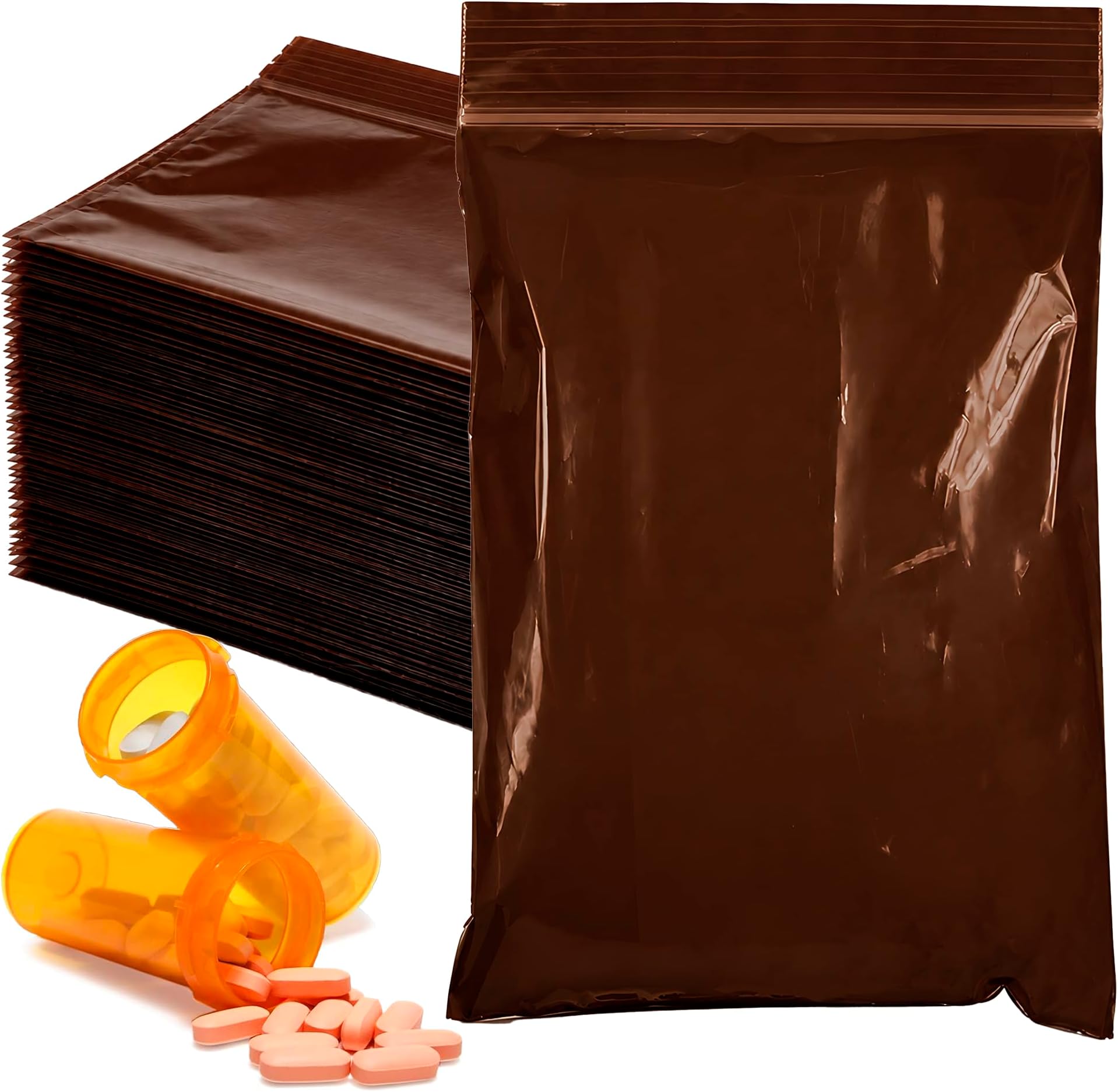 APQ Amber Zip Bags for Packaging, 6 x 8 inch. Pack of 100 Plastic Zip Baggies 3 Mil Thick. Water Resistant Reclosable Plastic Bags with Zipper Closure for Travel, Storage, Packaging and Shipping