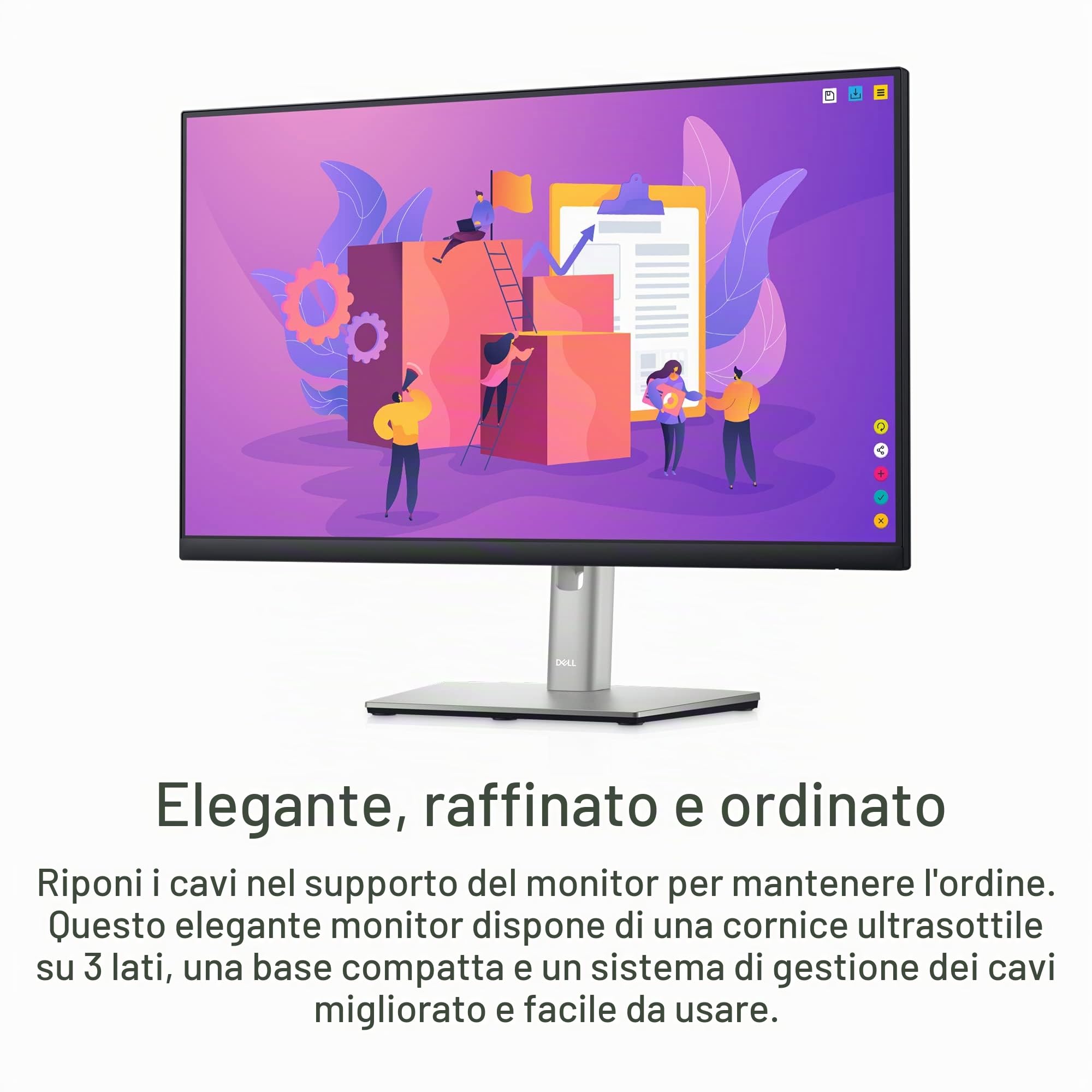 Dell P2422H 24" Full HD (1920x1080) Monitor, 60Hz, IPS, 5ms, 99% sRGB, DisplayPort, HDMI, VGA, 5x USB, 3 Anni di Garanzia, Nero