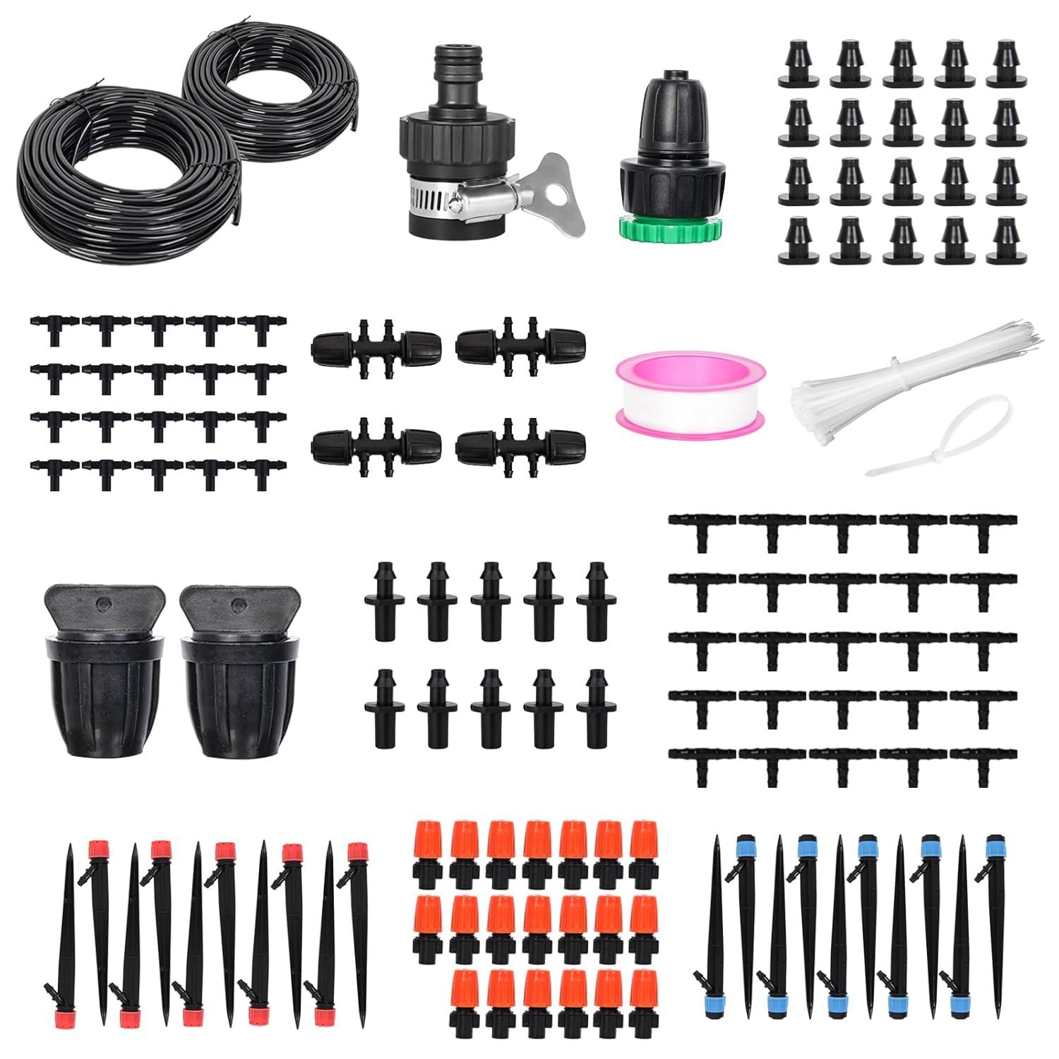 226FT Drip Irrigation System Kit Irrigation Hoses Automatic Garden Watering Misting System with 1/4 inch 1/2 inch Irrigation Tubing Hose and Accessories for Greenhouse, Yard, Lawn