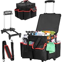 Large DIY Rolling Cleaning Caddy Bag, Cleaning Caddy with Wheels