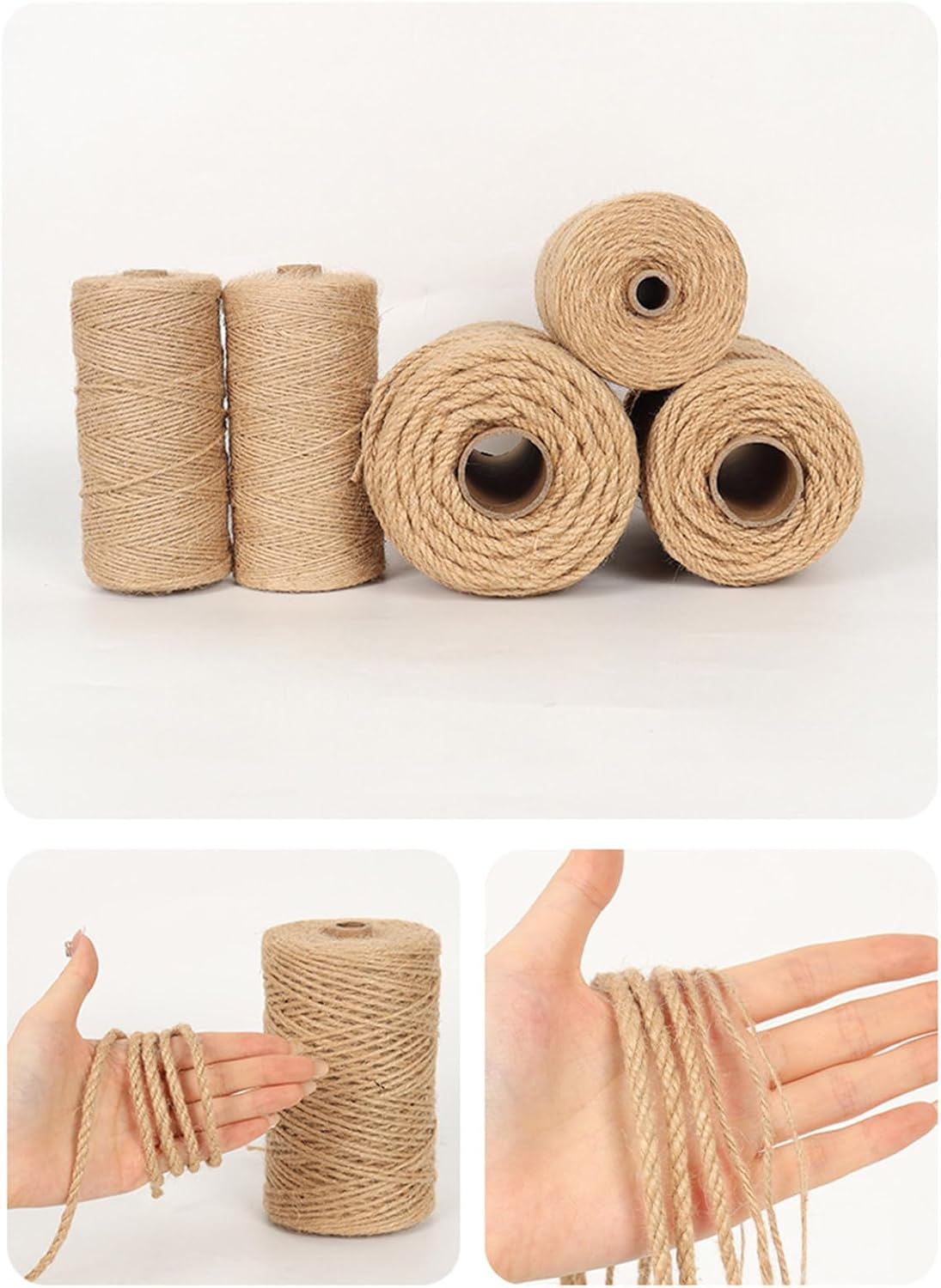Natural Fiber Twine Multipurpose Heavy Duty Wrapping Rope String for Craft Gardening Home Decoration Packaging Natural Fiber Crafting Twine