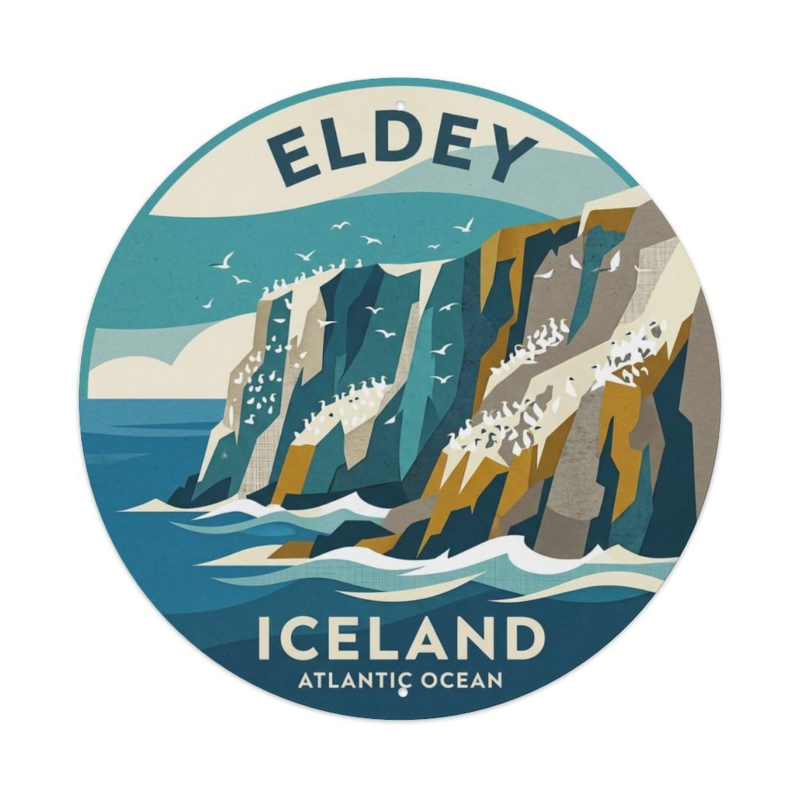 Vintage Travel Eldey Iceland Gannet Metal Tin Sign
