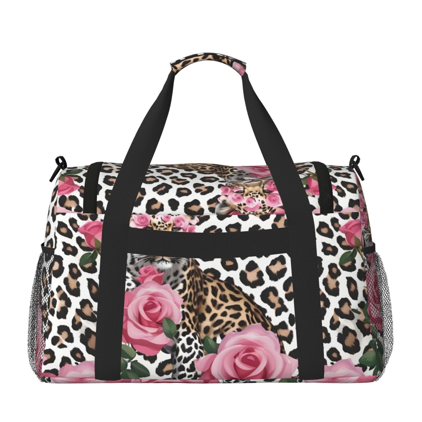 Red Rose Mix - Bolsa de viaje con cremalleras y asas, bolsa de lona plegable grande para vacaciones familiares, Black, Talla única