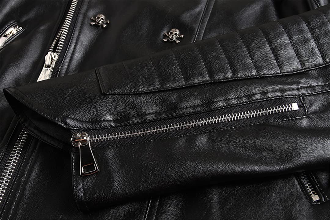 Punk Style Motoryzacja Męskie kurtki z owczej skóry czaszka 5XL wysoka ulica styl męski owca skórzany płaszcz zimowe ubrania