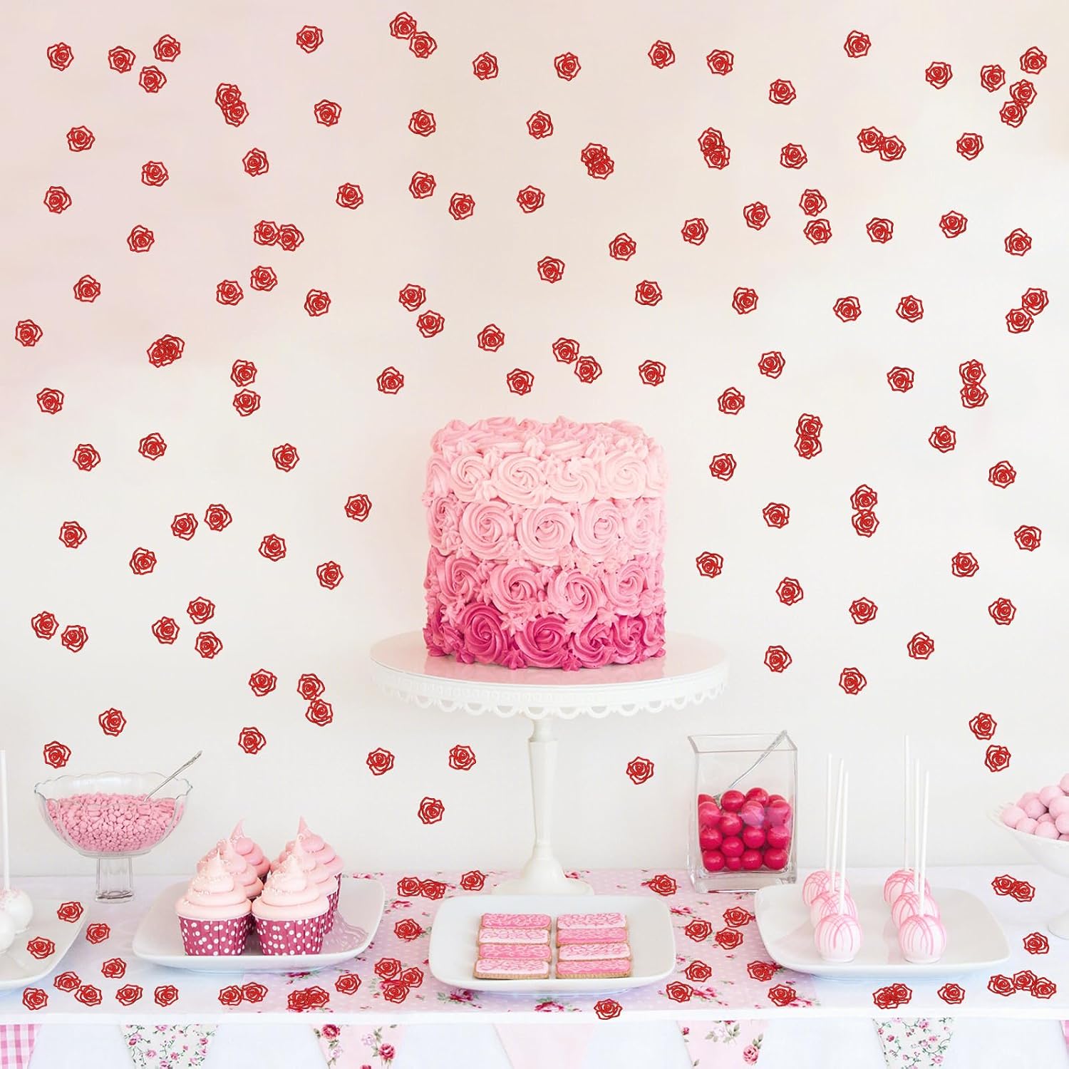 Rose Flower Confetti Red Glitter, Women Mom Birthday Table Confetti, Wedding Anniversary Paper Scatter, Engagement Show Love Party Table Decorations, 120pcs