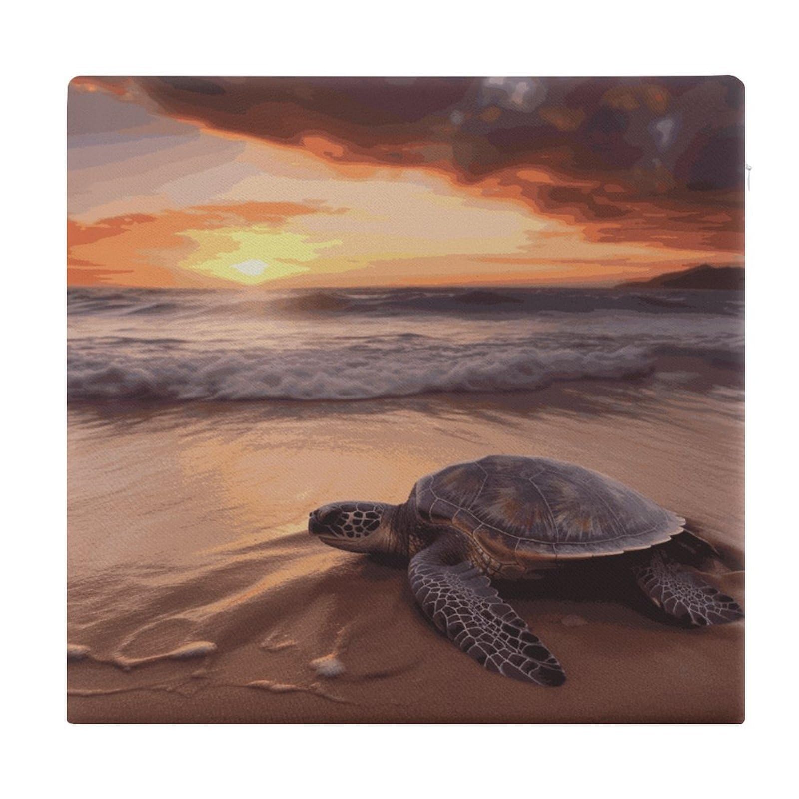 Adfgyerh Style Sea Turtle Sunset Cushions Memory Foam For Adults, Seat Cushion Chair Pads Soft, Square Pillows For Dining, Kitchen, Office, Patio Chairs