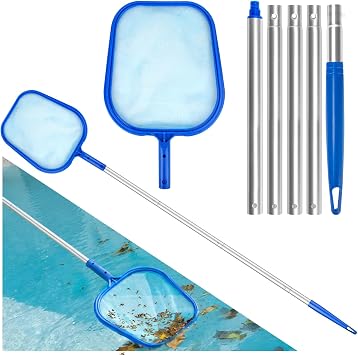 Adjustable Swimming Pool Nets Skimmer with Fine Mesh and 5 Section Poles