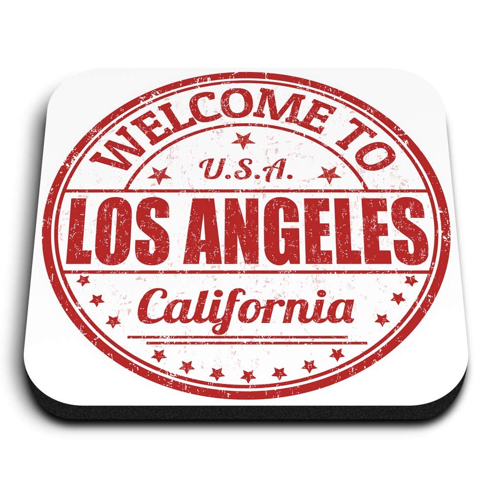 Destination Vinyl Ltd Multicolor 1 X Square Mdf Fridge Magnet - Welcome To Los Angeles California Us 5217