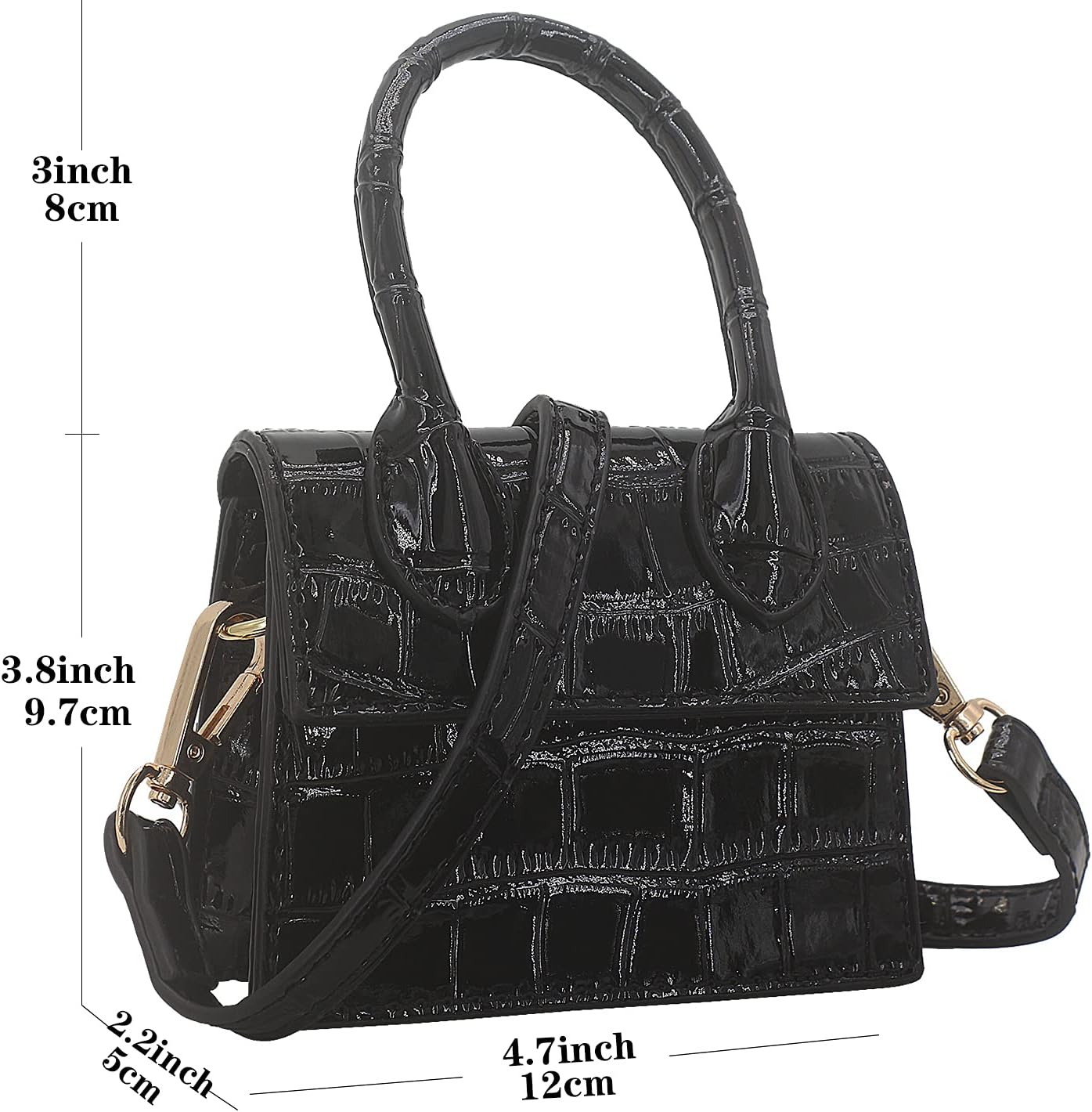 Mini Crossbody Bag for Women Girls Synthetic Leather Flap Purse Styling Top-Handle Clutch Handbag - Image 3