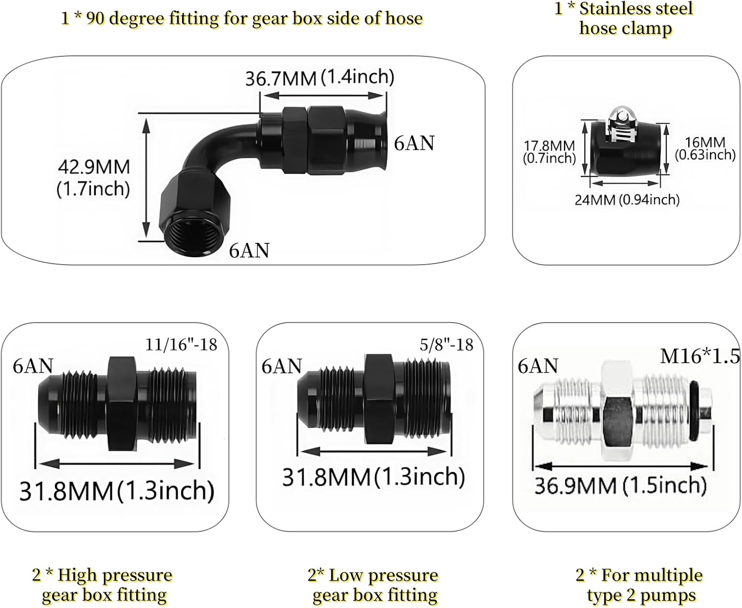 Power Steering Pump Hose Kit 25Inch 6AN Compatible with Chevy C10 LS Swap Connects GM Type 2 Power Steering Pump