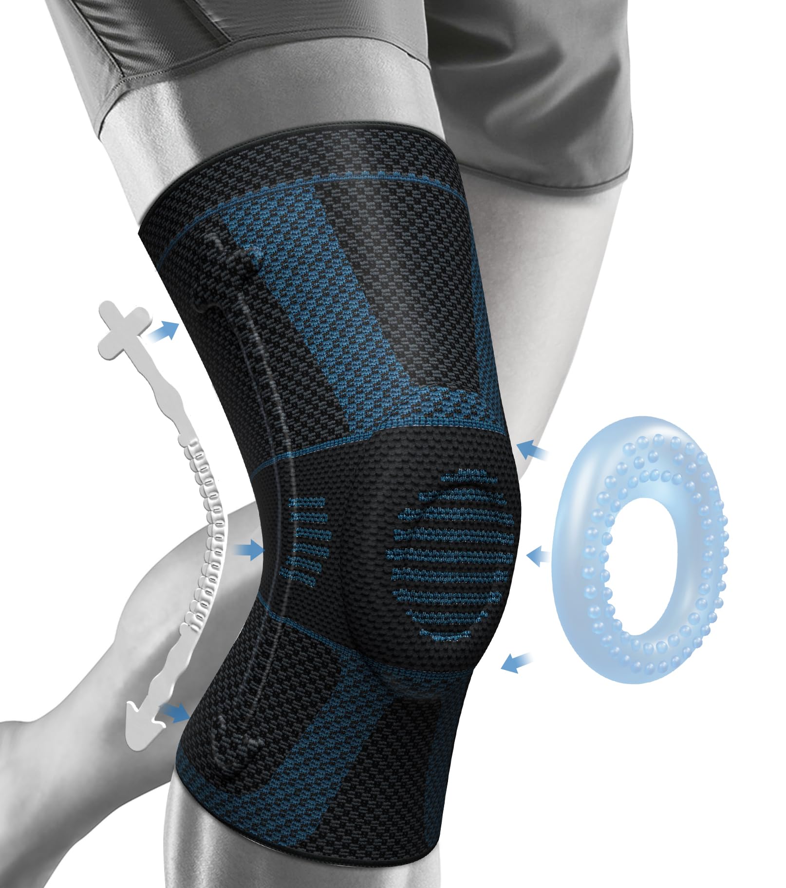 NEENCA Professional Knee Brace for Pain Relief, Medical Knee Compression Sleeve, Knee Support with Horizontal Knit Tech for Meniscus Tear, ACL, Arthritis, Joint Pain, Runner, Workout- FSA/HSA APPROVED