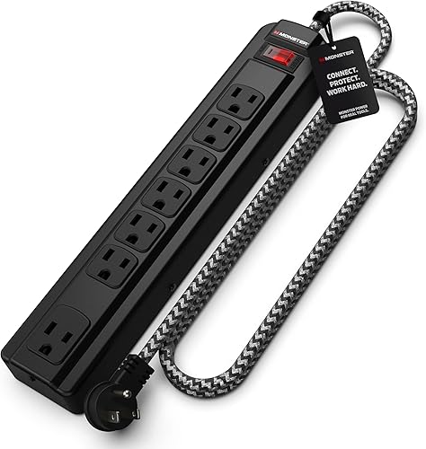 Monster Pro MI - Regleta de protección contra sobretensiones profesional con tecnología MOV ignífuga para computadoras, amplificadores, placas de