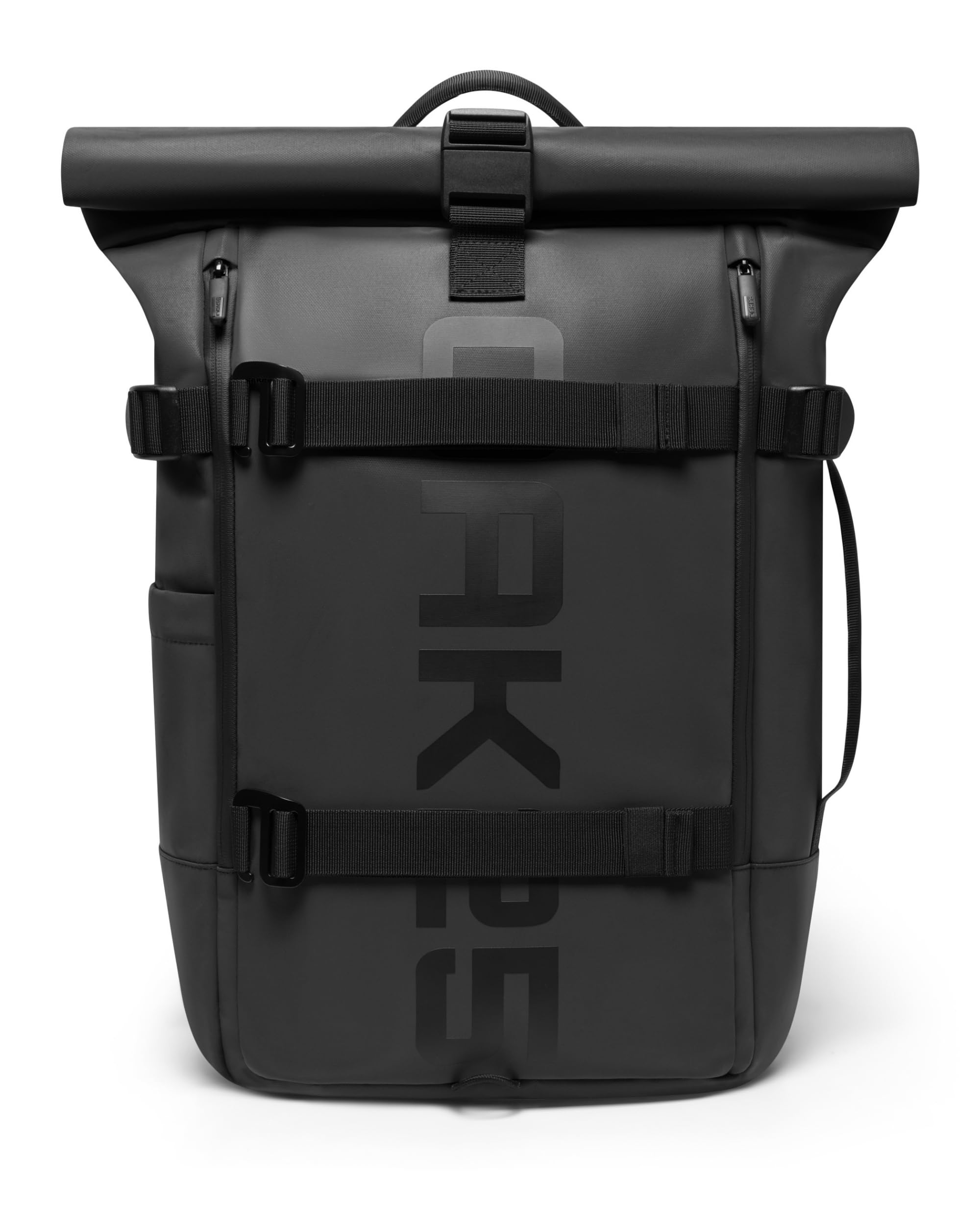 OAK25 Reflektierender Rolltop Rucksack Damen & Herren Schwarz - Luminite Rolltop - Roll Top Backpack für Arbeit Uni Fahrrad - Laptopfach bis 16 Zoll - Tagesrucksack 23L Reflektierend