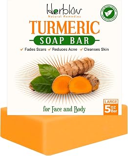 Natural Turmeric Soap Bar for Face & Body – Turmeric Skin Brightening Soap for Dark Spots, Intimate Areas, Underarms – Turmeric Face Wash Reduces Acne, Fades Scars & Cleanses Skin – 5oz Made in USA