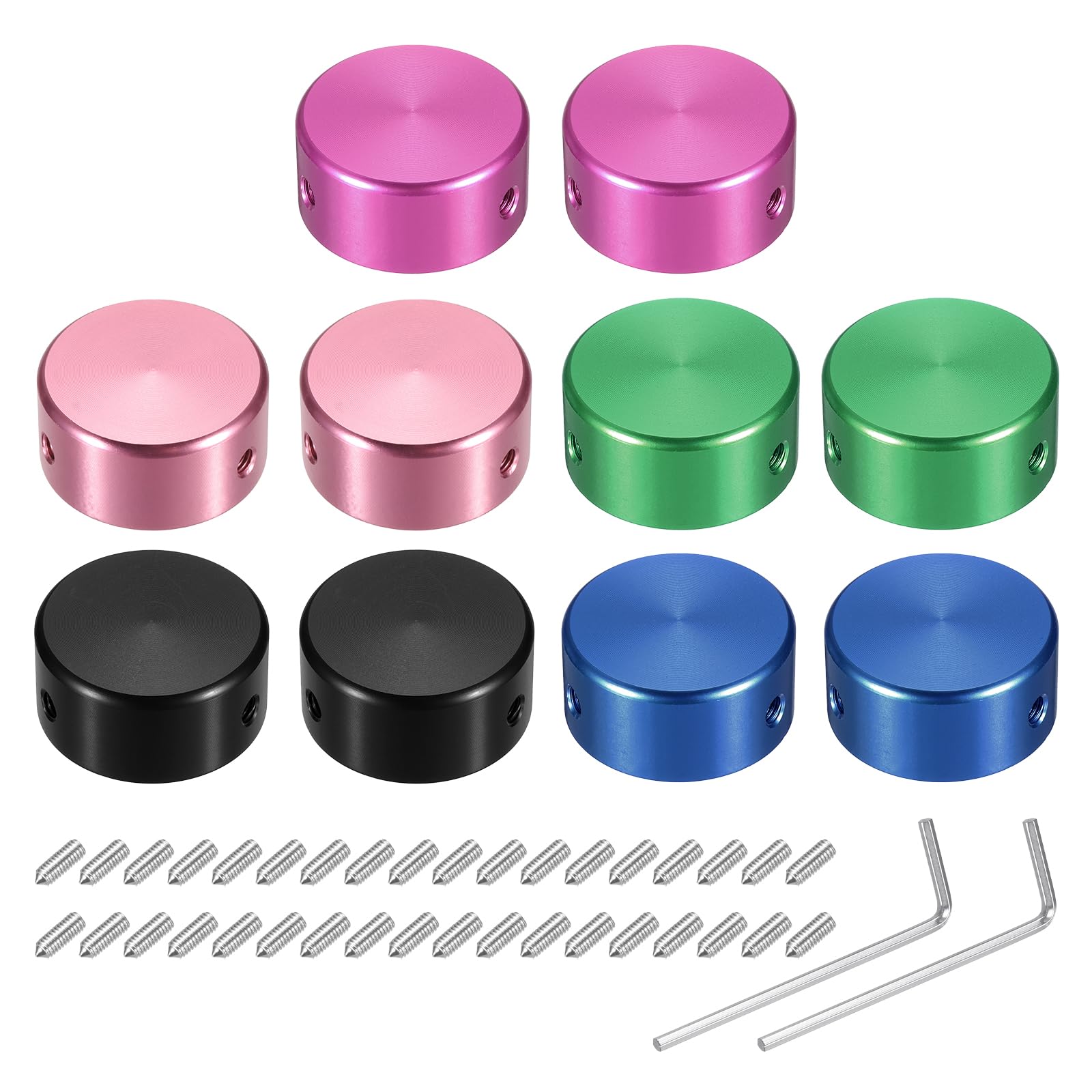 QUARKZMAN 10 Pcs Footswitch Toppers Boutons de Pédale de Guitare coque de Bouton Couvercle Supérieur de Footswitch Métal 3/8" Multi-Couleur, Vert, Or, Rose, Rouge, Noir