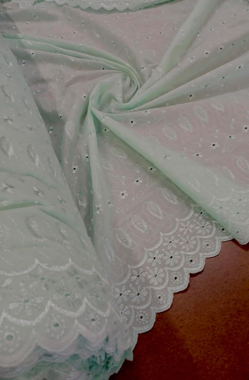 Sedona Designz 41" Wide Poly Cotton Broadcloth All Over Embroidery Eyelet Fabric by The Yard – 65% Polyester, 35% Cotton, Soft Touch