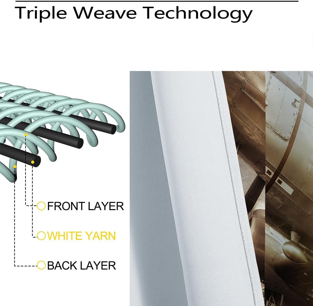 Bomber Blackout Curtains for Girls Boy Home Decor, Retro Airplane Army Vintage World War 2 Military Grommet Thermal Insulated Drapes Darkening Window Curtain for Bedroom Living Room, 42 x 63 Inch