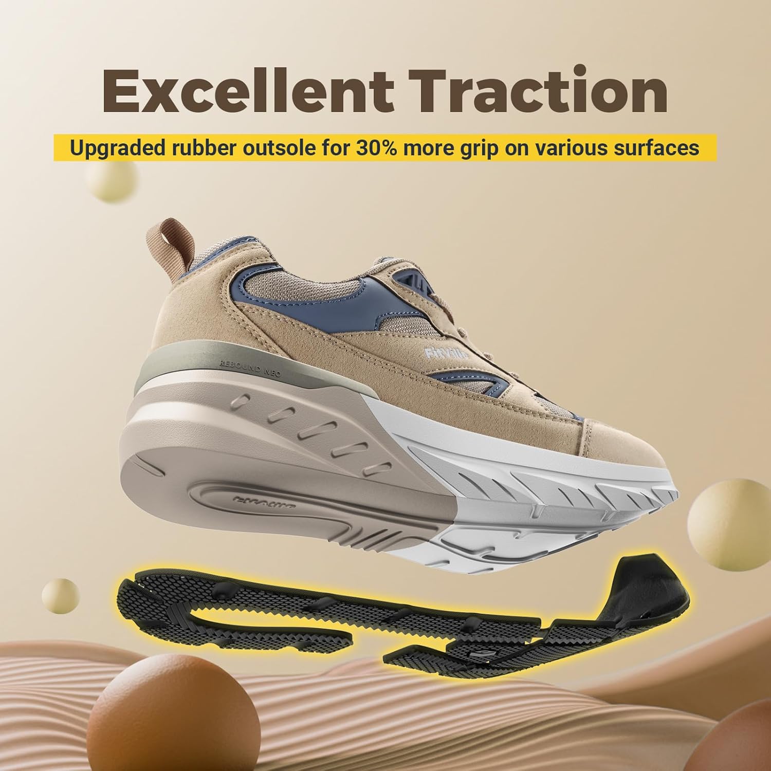 FitVille Wide Walking Shoes for Men Extra Wide Width Sneakers with Arch Support for Flat Feet Heel Pain Relief Plantar Fasciitis - Rebound NEO V1 - Image 6