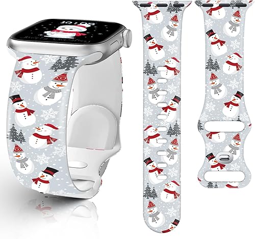 Miniatura 8 de Correa de reloj de Navidad y Halloween para Apple Watch, correa de silicona impresa de repuesto para iWatch 1 2 3 4 5 6 7 8 Ultra 1.496 in 1.575 in