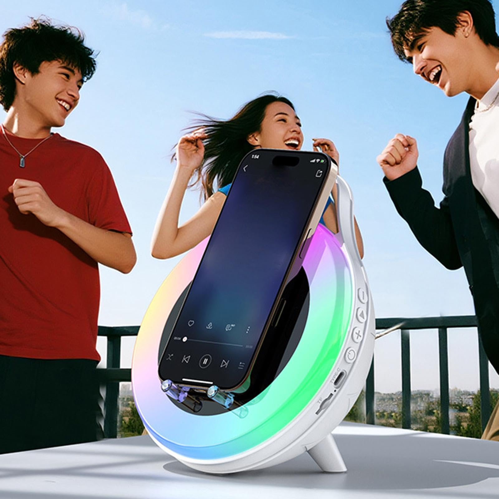 Altoparlante portatile, con RGB, suono Hi-Fi ricaricabile, altoparlante da | scrivania, telefono, musicale, per casa, camera da , soggiorno, viaggi, all'aperto, inaugurazione della