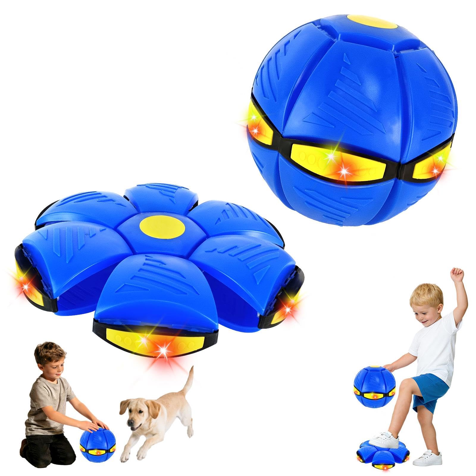 Magischer hüpfball,Neuer Magischer Metaball mit 6 LED-Leuchte für Kinder,Frei Zwischen Zwei Formen Umschaltbar,Magischer Springball für Kinder und Haustiere für Drinnen und Draußen