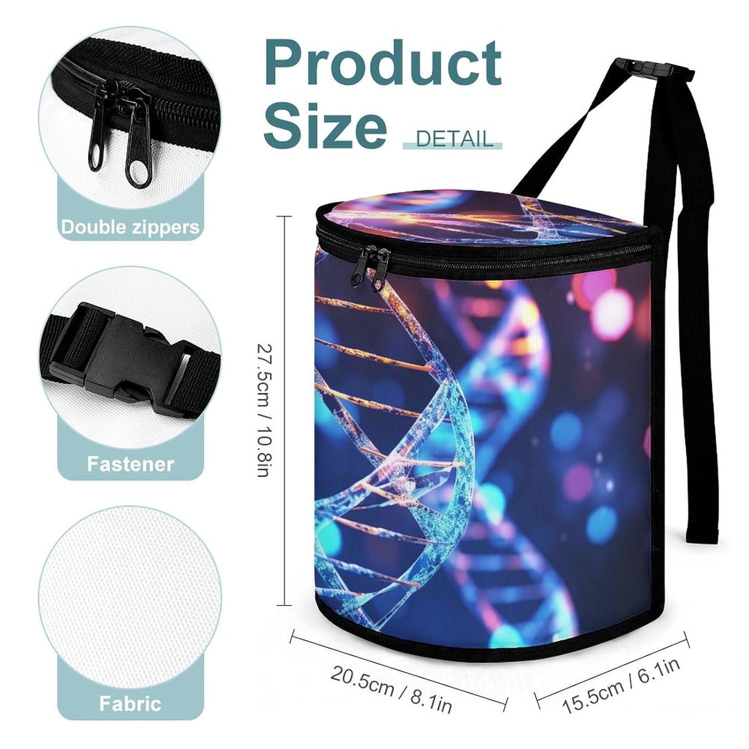 Hanging Car Trash Bag DNA Genetic Helix Printed Car Garbage Storage Bag Leakproof Car Trash Can Portable Garbage Storage Bags