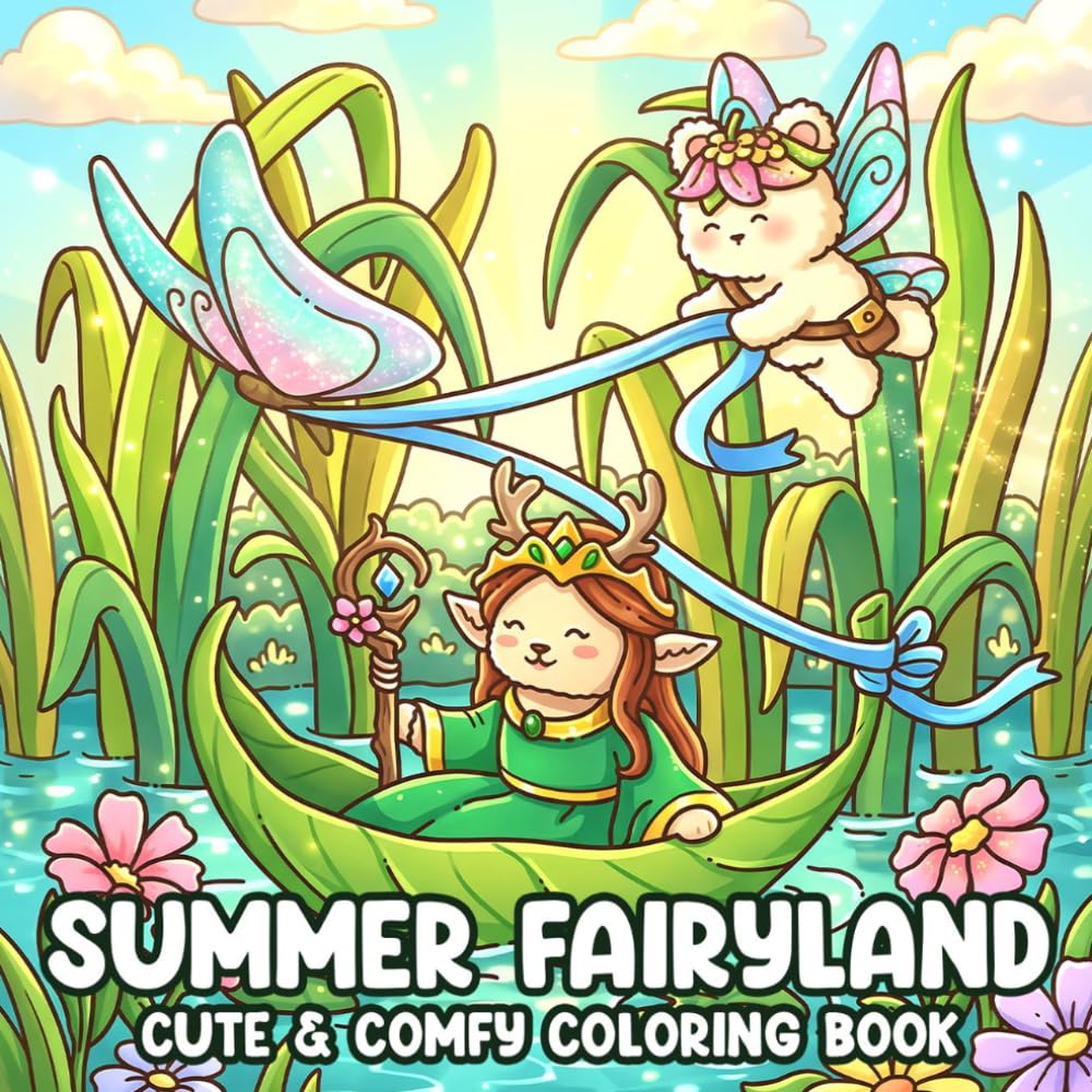 Summer Fairyland Coloring Book: Cute Fantasy Land Coloring Pages for Adults & Teens Featuring Fairy Buddies in Magical Nature Scenes and More!
