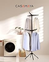 Vista 2 de Tendedero plegable para ropa de 74.8 pulgadas, 2 niveles, con riel giratorio para 54 piezas de ropa, ahorro de espacio, interior, acero inoxidable